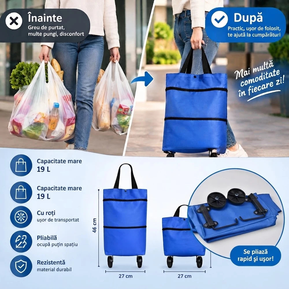 Geantă Pliabilă 2-în-1 pentru Cumpărături