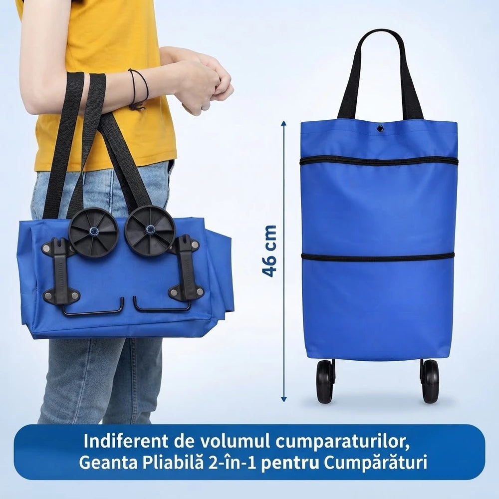 Geantă Pliabilă 2-în-1 pentru Cumpărături